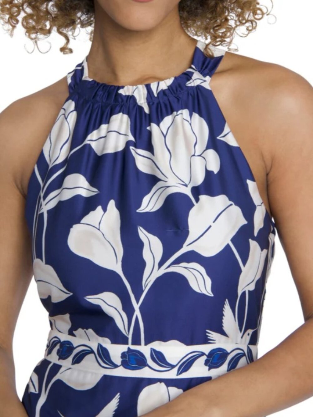 Maggy London Blue and Cream Unity Maxi Dress Size 12 - Picture 3 of 8